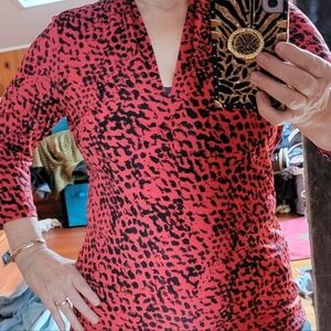 Gracelements Red and Black Animal Print Blouseelements